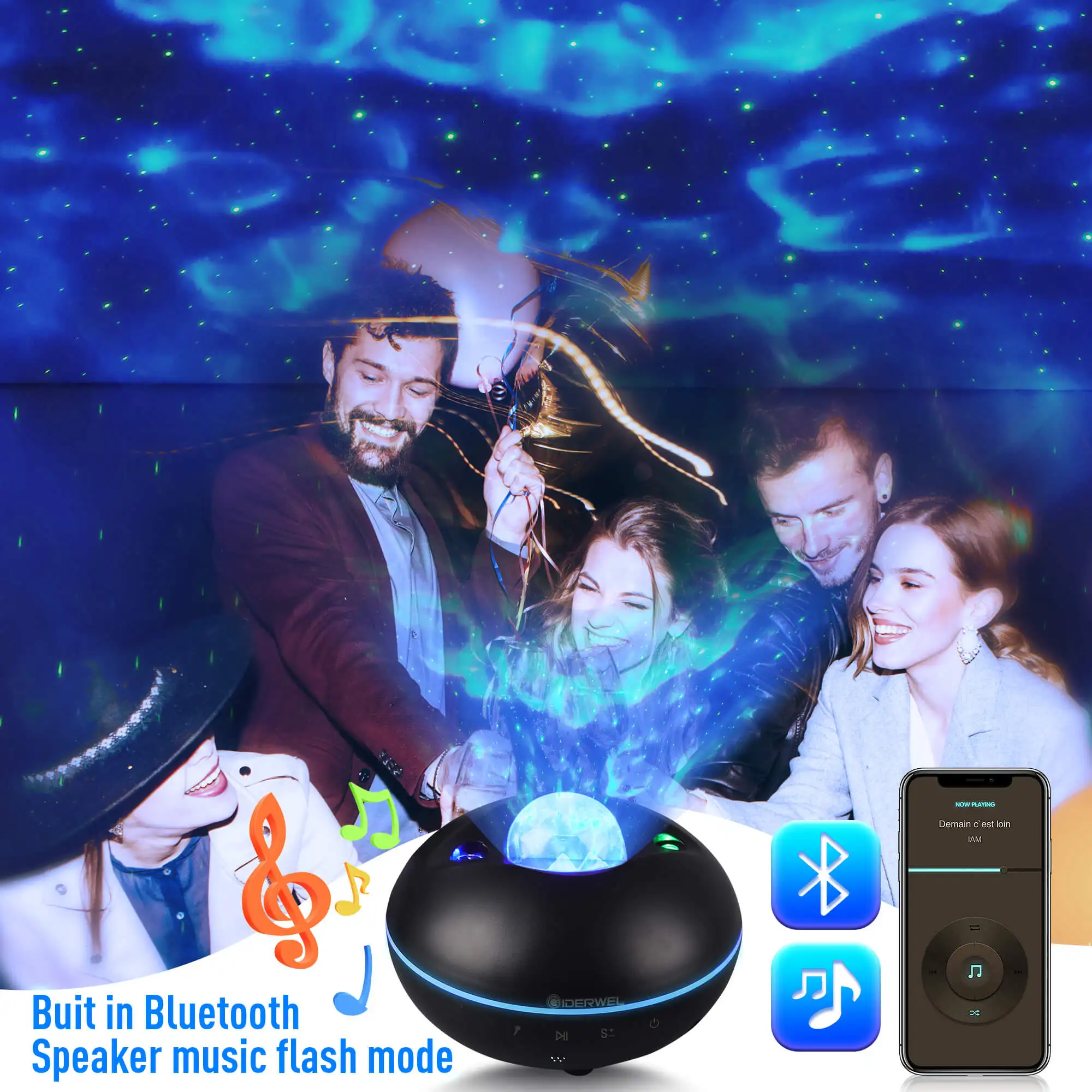 Stern projektor Galaxie Nacht führte Licht Bluetooth Galaxie Sternen himmel Projektor Ozean Welle Nacht lampe mit Musik Bluetooth-Lautsprecher