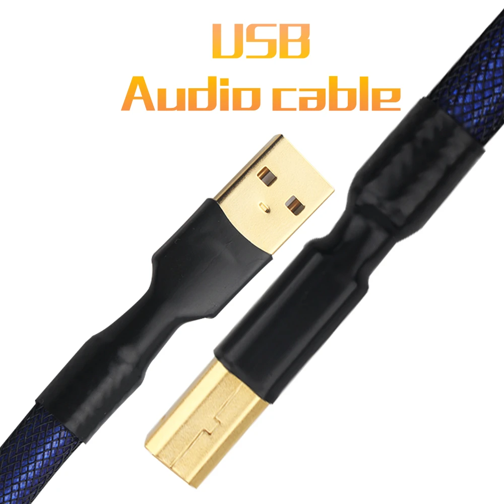 HIFI 6N OCC Silver Plated  USB Cable High Quality Type A to Type B Hifi Data Cable For DAC