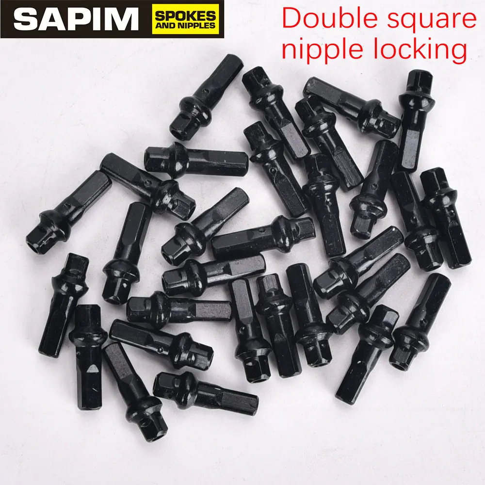 Sapim Double Square Bicycle Spoke Nipple For Mtb Road Rim Carbon Alloy 14G 16MM Aluminum Alloy Black