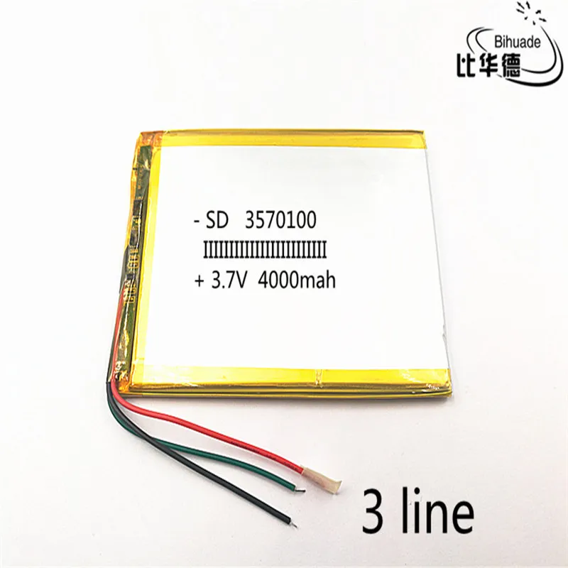 3 wire 3570100 3.7V 4000mAH polymer lithium ion battery Li-ion battery for tablet pc  7 inch 8 inch 9inch