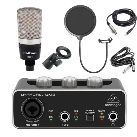 100% Original Studio Recording Kit Alctron MC410 Microphone With BEHRINGER UM2 Sound Card Set