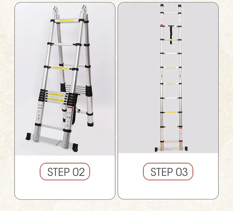 2.5M Ladder Intrekbare Vouwen Aluminium Visgraat Ladder Telescopische Extension Tall Multi Purpose Telescopische Ladder Stap