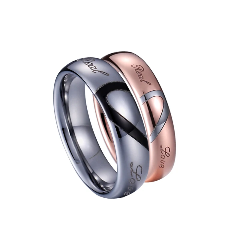 

Tungsten Ring Heart Shaped Wedding Bands Love Alliance Marriage Anniversary Promise Rings For Men and women Couples