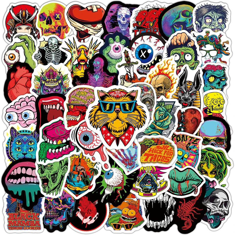 

10/50/100PCS Colorful Cool Rock Terror Stickers Aesthetic Laptop Phone Motorcycle Waterproof Graffiti Decal Sticker Pack Kid Toy