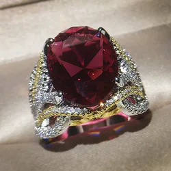 Luxury Big Red square Cut Shining AAA Zircon Ring with large CZ stones Ring for Women Fashion Jewelry Rings Valentines Day