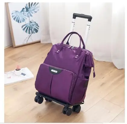 Bolsa con ruedas para mujer, Maleta de viaje con ruedas, Oxford, Gran capacidad, equipaje rodante