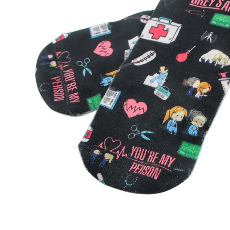 TV Show Greys Anatomy Socks Cartoon Printed Boat Socks Sweat absorption Deodorization Daily Sports Sock Four Seasons Leisure