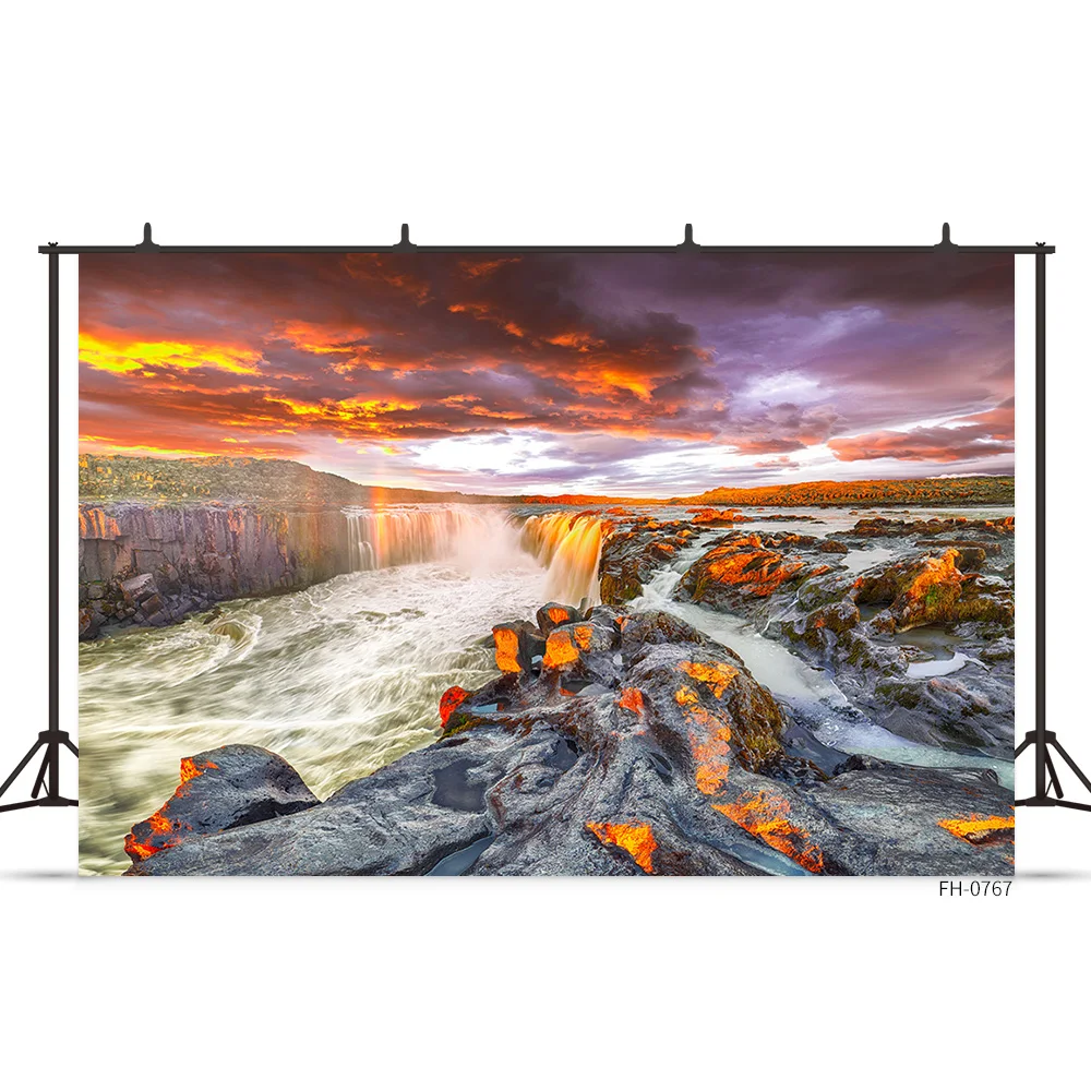 Paesaggio naturale River Mountain Sunset Sky Art fondali estate paesaggio sfondo per fotografia di festa di compleanno ritratto di bambino