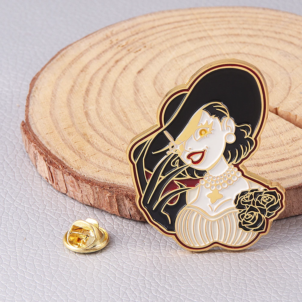 Residents Evils Village Lady Dimitrescu Badge Button Brooch Pins Game Cosplay Costume Collection Cartoon Clothing Decor Gifts