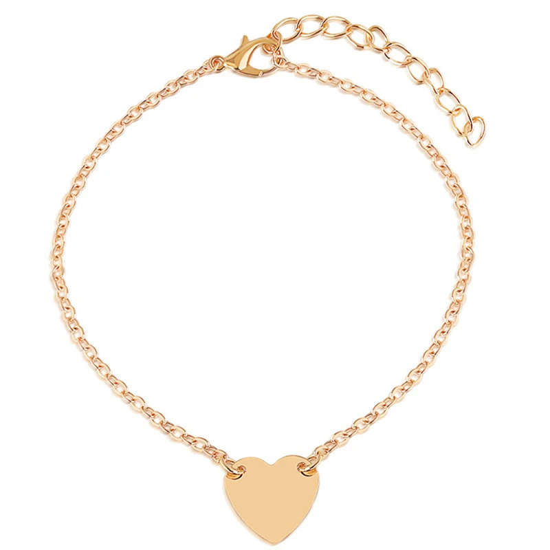 Trendy Summer Beautiful Heart Chain Anklet For Woman Bohemian Vintage Sandy Beach Footwear Leg Bracelets Female Foot Jewelry New