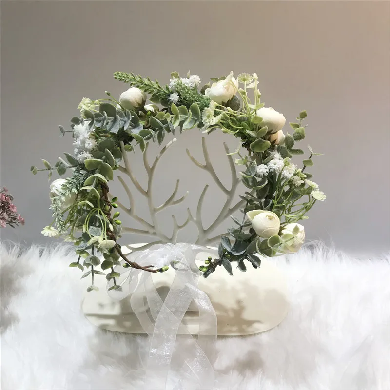 CC Flower Hairbands Wreath Headband Wedding Hair Accessories for Women Garland Romantic Bride Crown Rose Shape Seaside Gift KC86