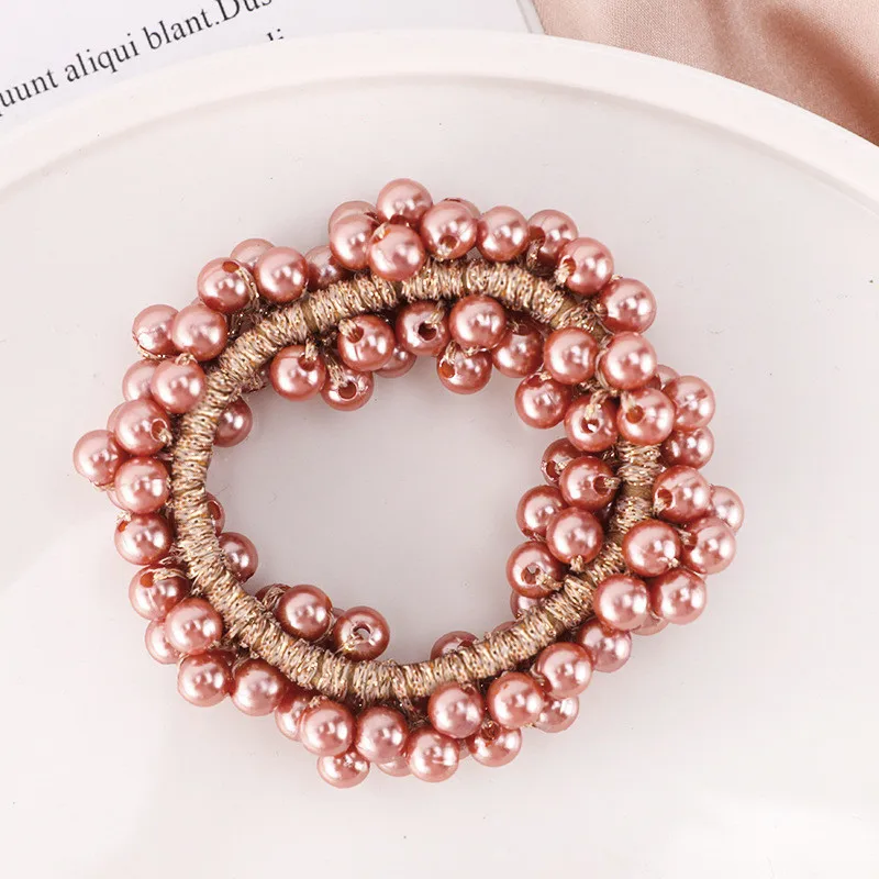 Elegant Fashion Woman Pearl Hair Ties Beads Girls Scrunchies Rubber Bands Ponytail Holders Hair Accessories Elastic Hair Bands
