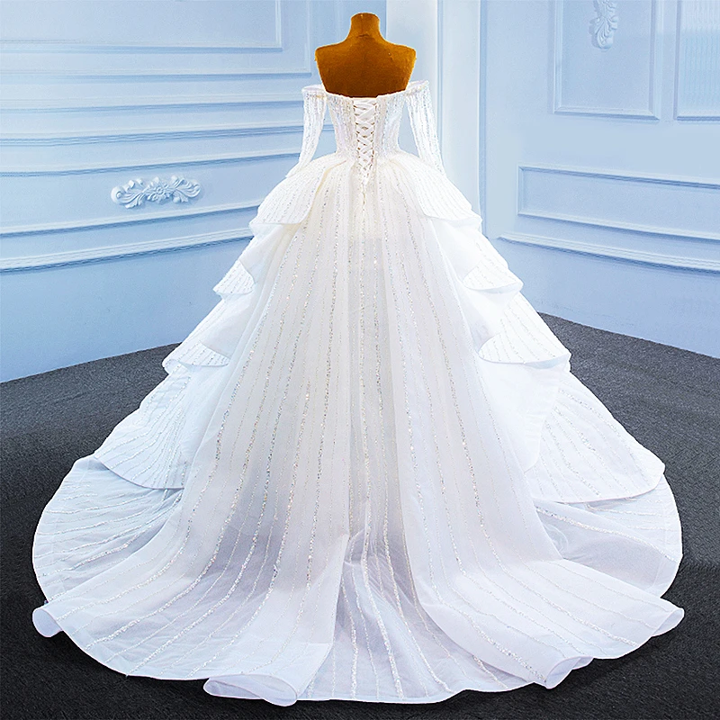 Royal Luxe Moederschap Jurken Trouwjurk Strapless Lange Mouwen Bruidsjurken Prinses Plus Szie Celebrity Bridal Jurk