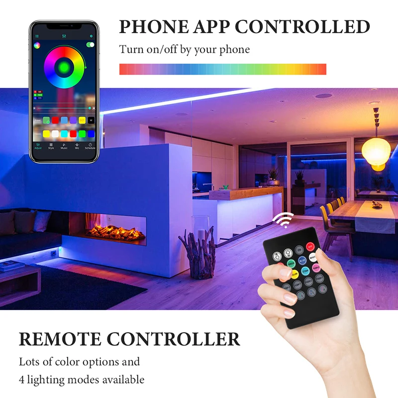 RGB LED Strip Light 5M / 10M 2835 / 5050 Waterproof Ribbon LED Tape With Remote & Bluetooth Controller For Home Decor Lighting