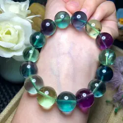Natural Colorful Fluorite Quartz Round Beads Bracelet Women Men 8mm 10mmm 12mm Love New Gift Bracelet AAAAA
