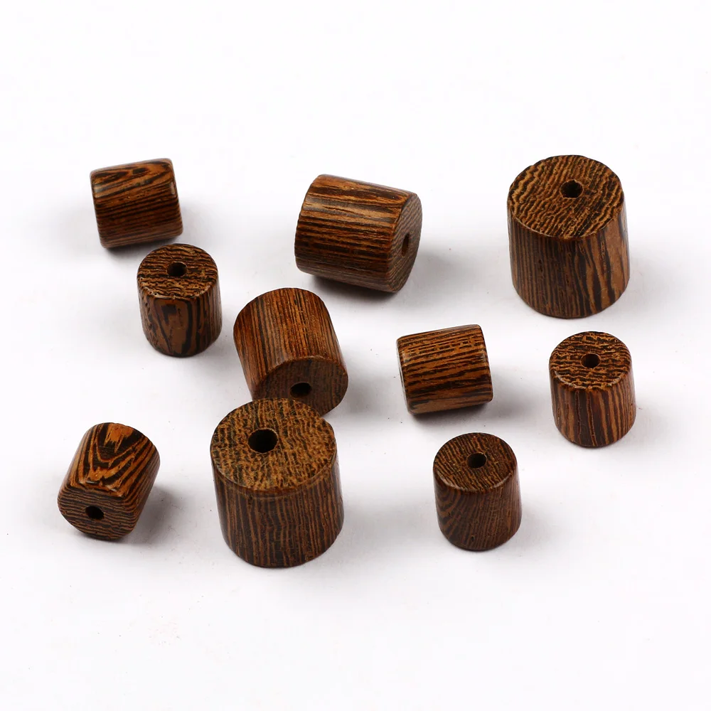 20-100pcs 6/8/10/12mm Wenge Wooden Beads Natural Wood Cylinder Loose Spacer Beads For Jewelry Making Bracelet Diy Accessories