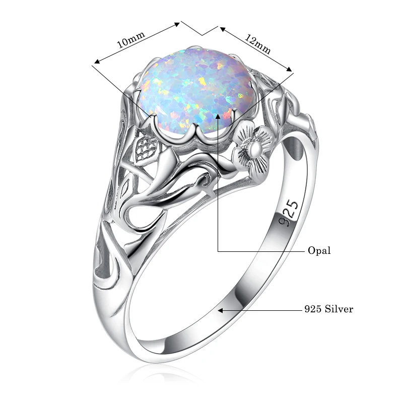 Szjinao Opal Ring For Women 925 Sterling Silver Vintage Gemstone Rings Fower Fascination Luxury Brand Jewelry Wedding Gift 2020