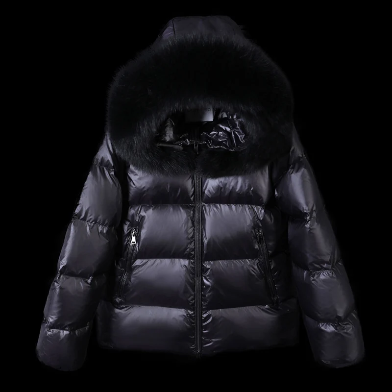 

Maomaokong Winter Female Parkas White Duck Down Jacket Real Fox Fur Collar Hooded Warm Women's Feather Coat Outwear