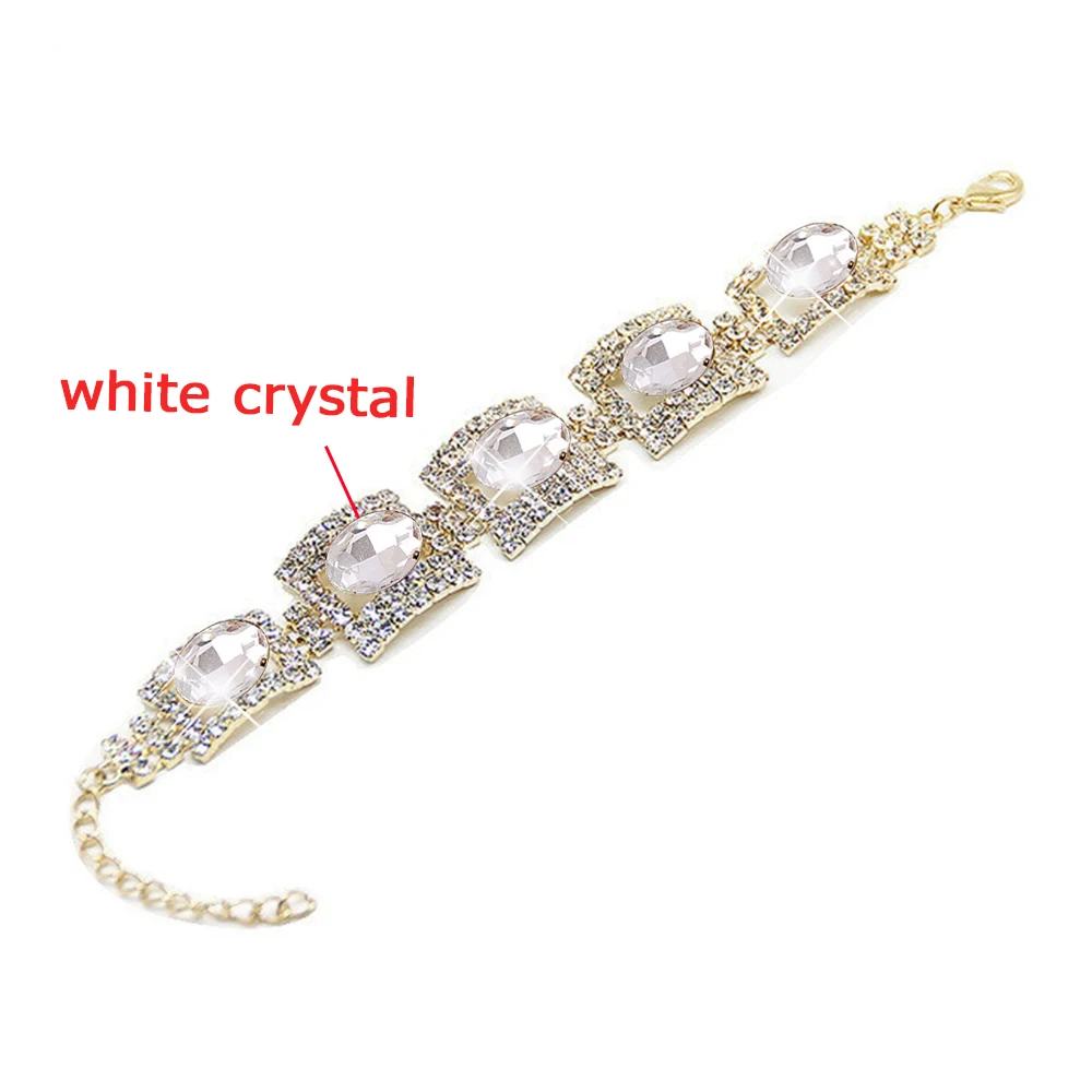 AINAMEISI Gold Color Bracelets for Women Bridal Jewlery Black White Crystal Wedding Rhinestone Chain Link Bracelets & Bangls