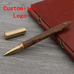 Brand Wooden Ball Point Pens Trim Stationery Office School Supplies New Golden Rollerball Pen free Customized Logo