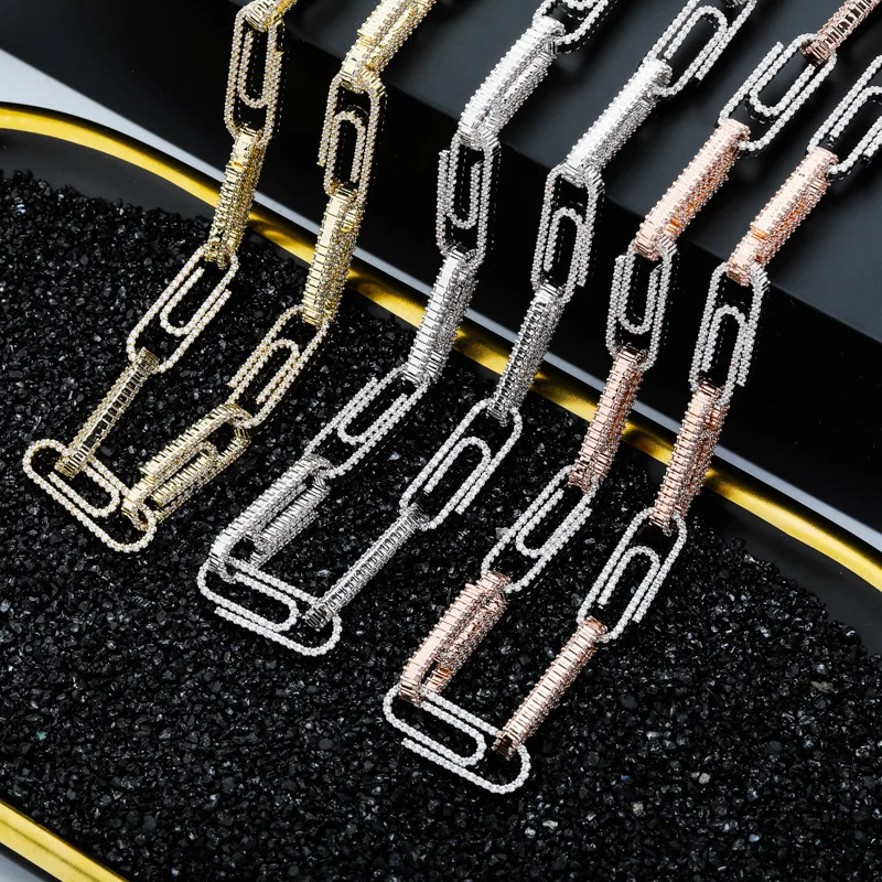 

AAA + кубический цирконий, блестящий Iced Out, индивидуальная цепочка-цепочка, ожерелья для мужчин и женщин, ювелирные изделия в стиле хип-хоп, рэпер, золотого цвета, роза