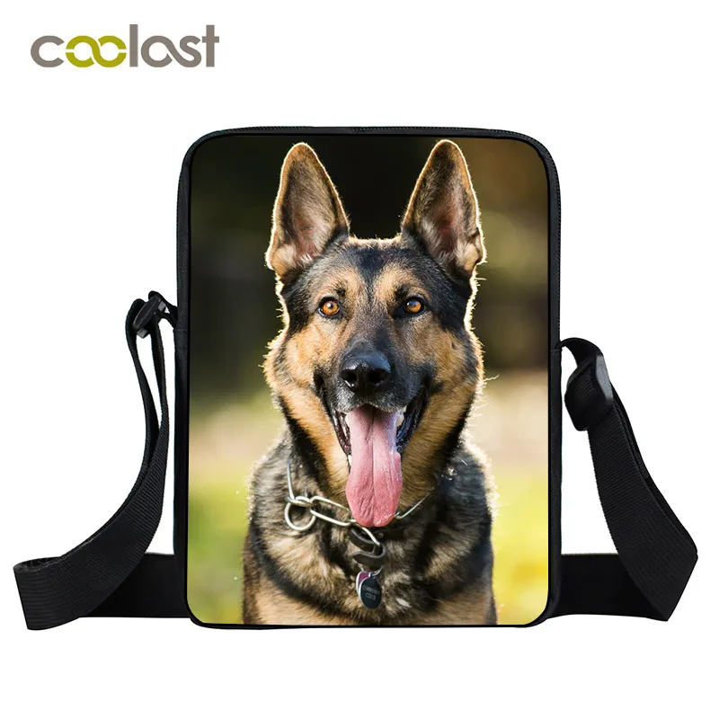 German Shepherd Messenger Bag Cute Dog Crossbody Bags Women Handbag Small Leisure Shoulder Bag Canvas Tote Girls Satchel Bookbag