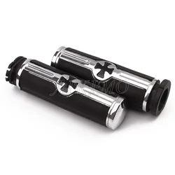 Black Gel Rubber +Metal Motorcycle Cross Logo Handlebar 25mm 1