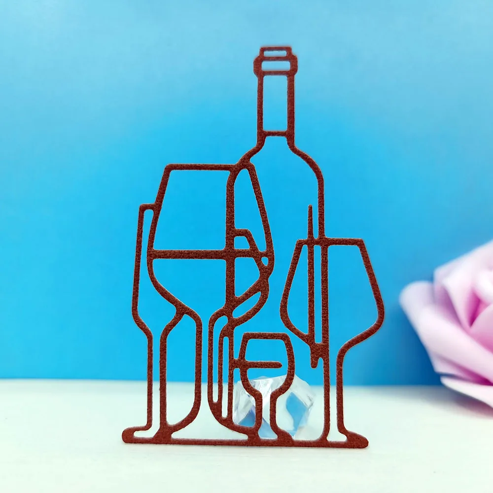 قوالب قطع معدنية على شكل زجاج النبيذ، قالب على شكل قصاصات مصنوع يدويًا، قالب تقطيع الورق الحرفي