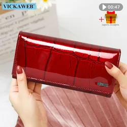 Free Gift Genuine Leather Women Wallet Magnetic Hasp Female Long Purse Ladies Coin Purses Fashion Wallets Women's Money Walet