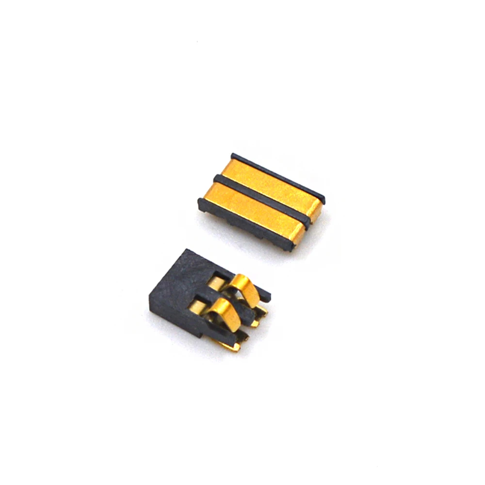 5pcs Spring Compression Contact 2.0 mm Pitch 2 Pin Female Male Connector Surface Mount Rechargeable Battery Connector Gold Flash