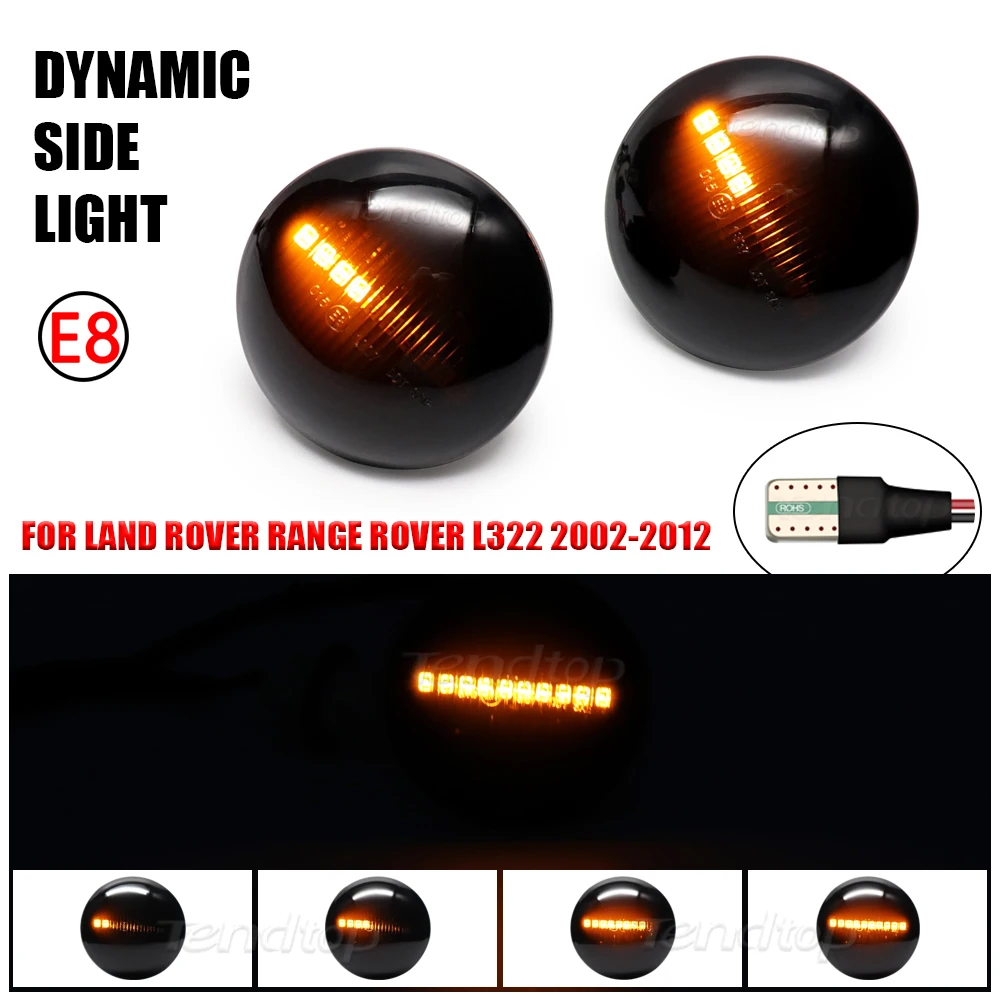 2pcs LED Dynamic Blinker Sequential Flashing Light Fender Side Marker Lamp Car Styling For Land Rover Range Rover L322 2002-2012