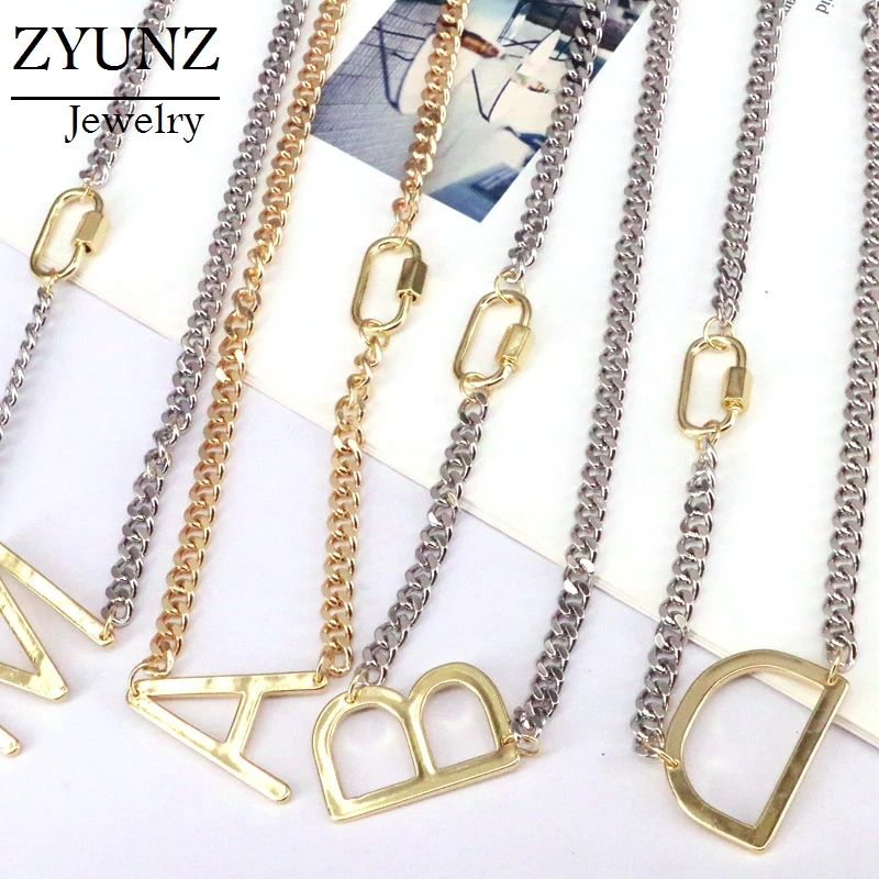 10PCS, Minimalist Letter necklace alphabets chockers curb link chain high quality jewelry necklace