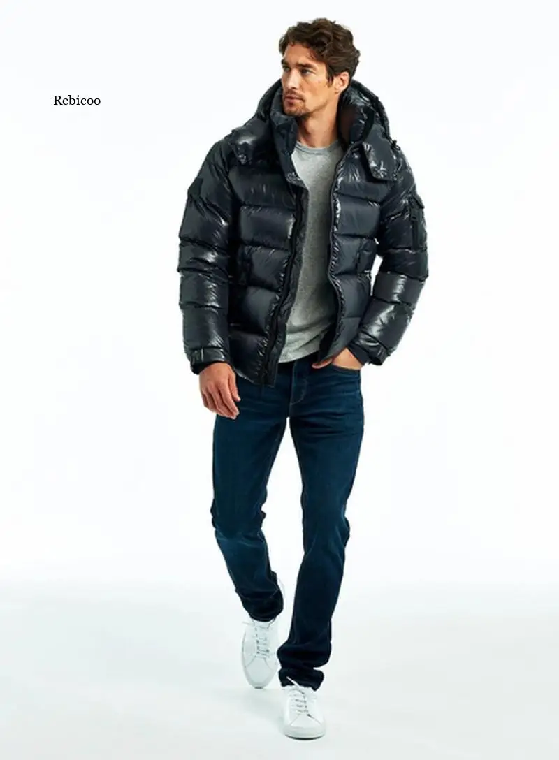 Winter Fashion Men Lightweight Down-Filled Coat Windbreak Water Repellent Zipper Pocket Jacket Men Solid Coat Outwear