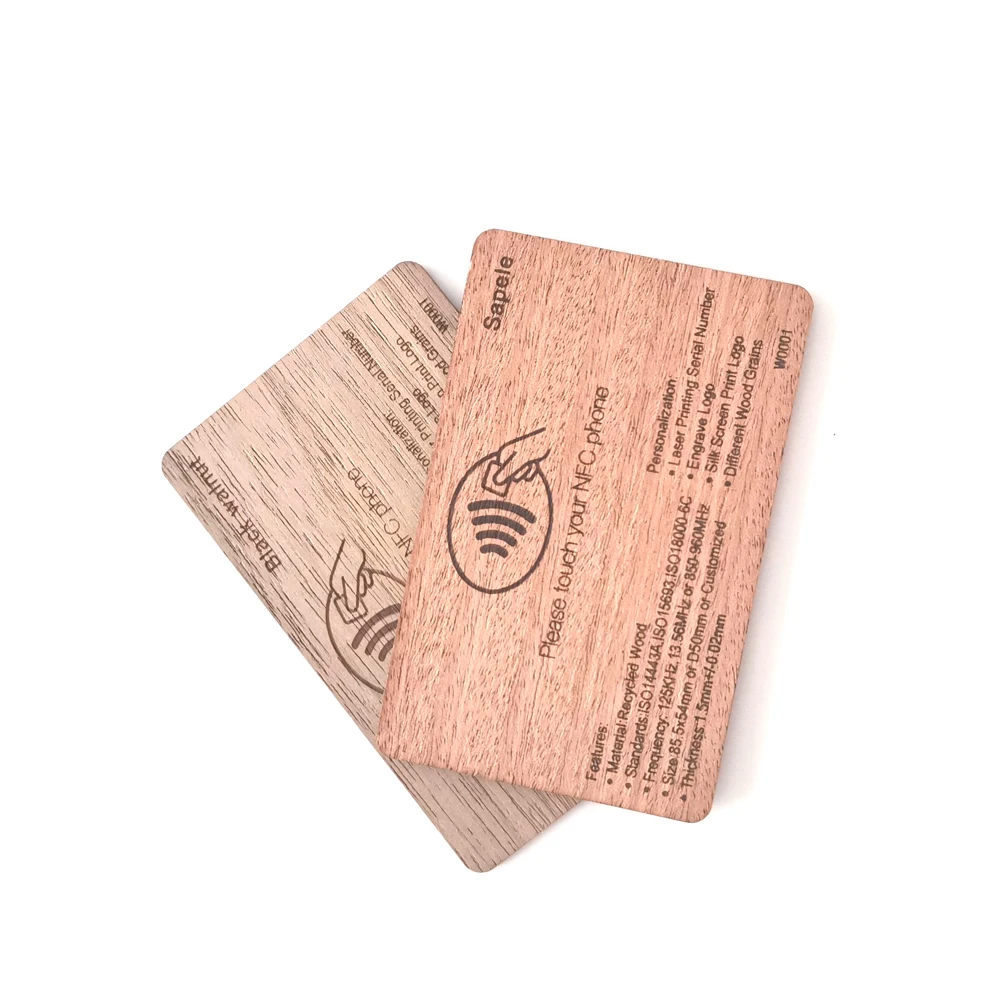 Custom Printing Beech Black Walnut Bamboo Birch Sappele Cherry Wooden Smart Card RFID NFC 213 Wood Hotel Key Tag