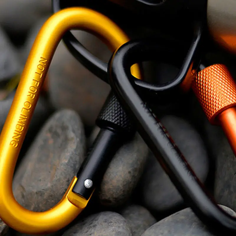 1Pcs Carabiner Climbing 77mm Locking Type D Quick Draw Carabiner Buckle Hanging Hard Aluminum Nut Backpack Accessories Tools