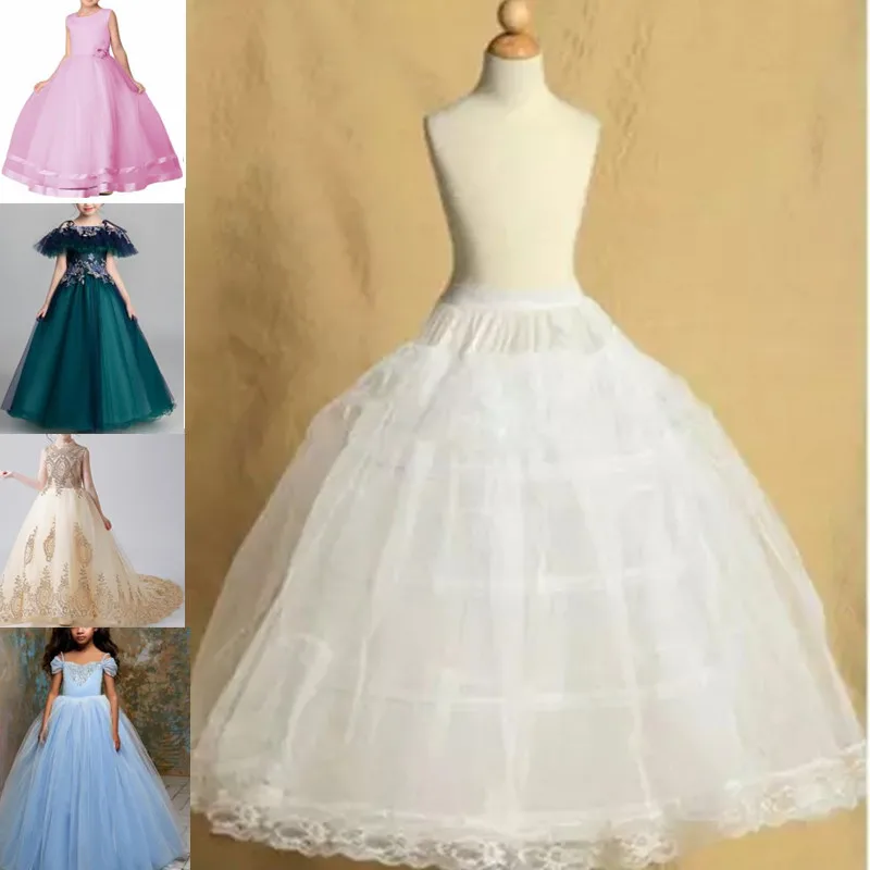 7 Ukuran Fit 2-18 Tahun Putih Balita Rok untuk Anak Perempuan Crinoline Underskirt Bunga Gadis Bola Gaun Gaun Bengkak Rok Jinon 3 Lingkaran