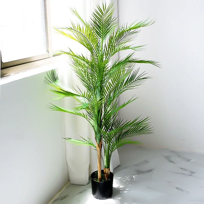 140cm Large Artificial Plants Plastic Palm Tree Fake Topical Palm Leaves Tall Coconut Tree Potted For Home Garden Decoration