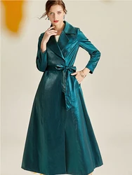 England Stylish Long Women Trench Coat Full Sleeve Turn-Down Collar Slim Female Coat With Belt Solid Color Office Lady Outerwear