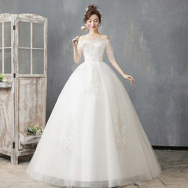 wedding dress half sleeve bride dresses ball gowns lace up wedding dresses bridal embroidery dresses