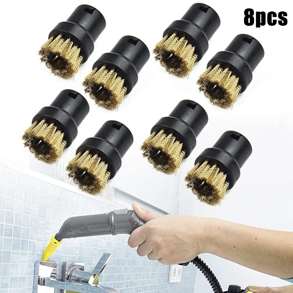 8pcs Round Brush Nozzles Brass Wire Brush Head Repalcements For KARCHER SC1 SC2 SC3 SC4 SC5 Steam Cleaner Accessories