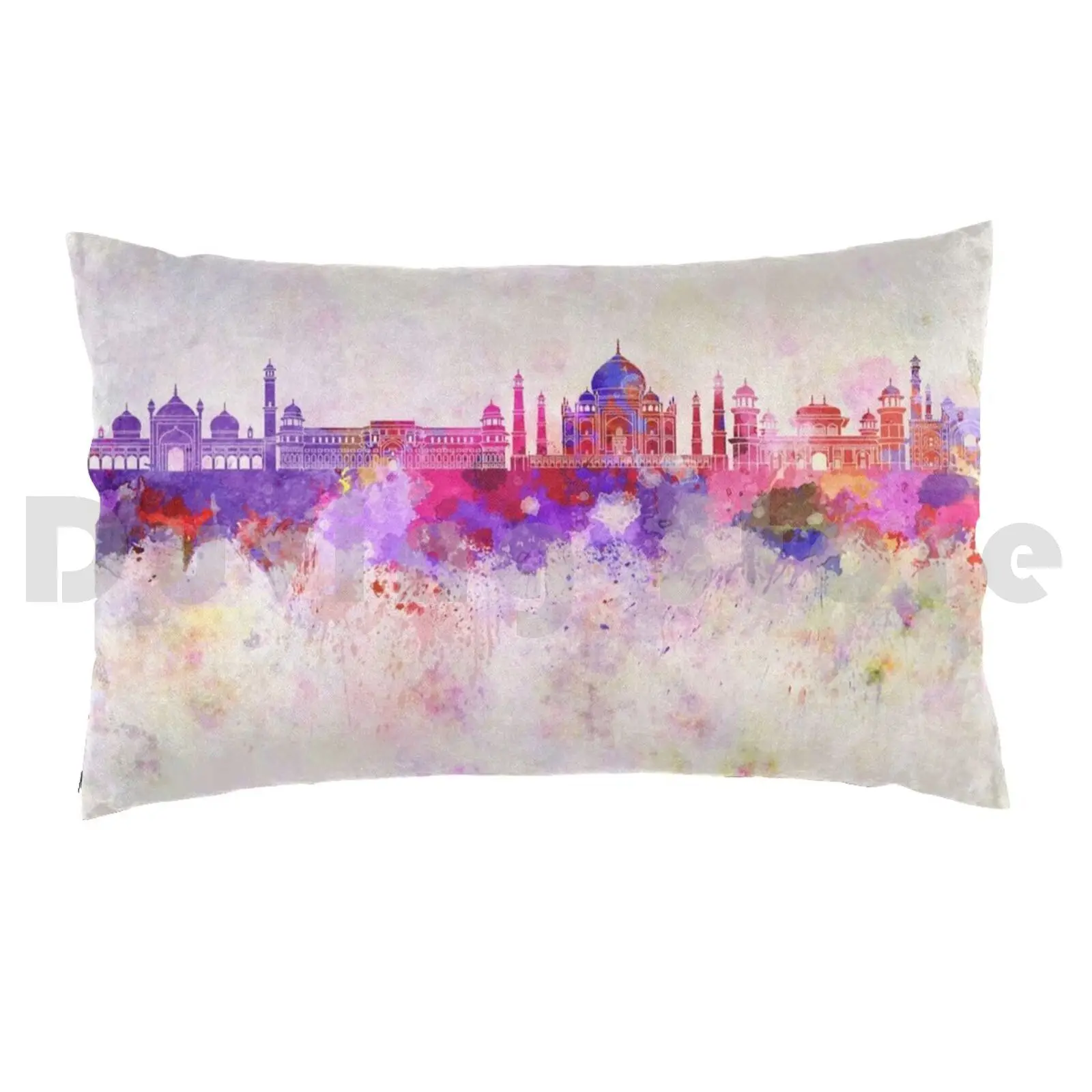 Agra Skyline In Watercolor Background Pillow Case DIY 50*70 Agra Agra Skyline India Asia Abstract Art