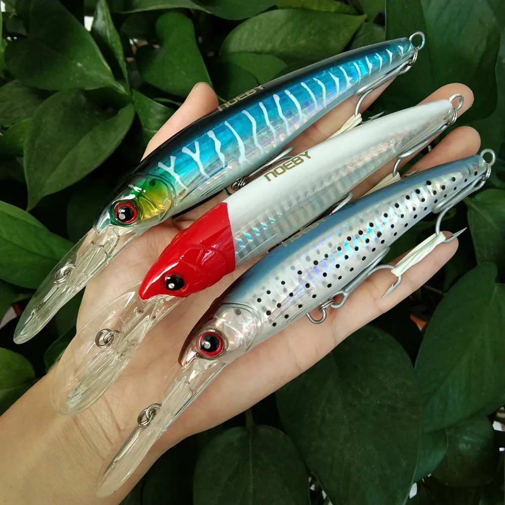 NOEBY 3pcs Big Minnow 12cm 30g Floating 0-5m Trolling Fishing Lure Isca Artificial Crankbaits Hard Carp Bait Sea Fishing Tackle