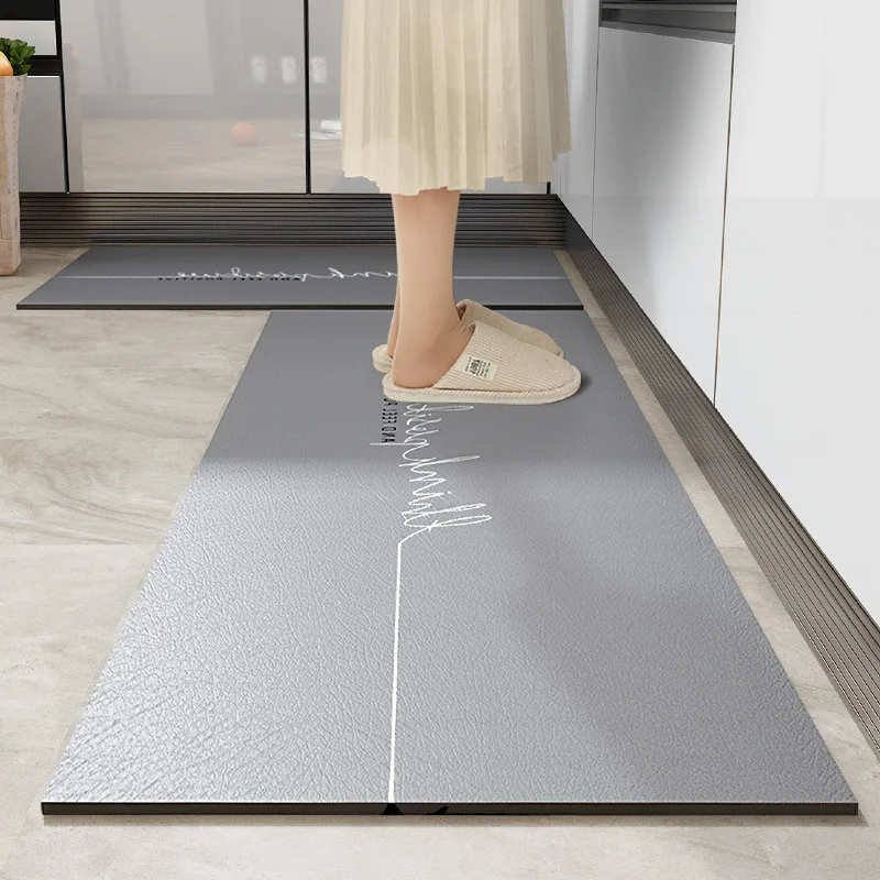 Double-Side Anti-Slip Long Kitchen Carpet Hard-Wearing Oil Water Proof Bathroom Mat Door Hallway 4 Colors PU Floor Mats 2021