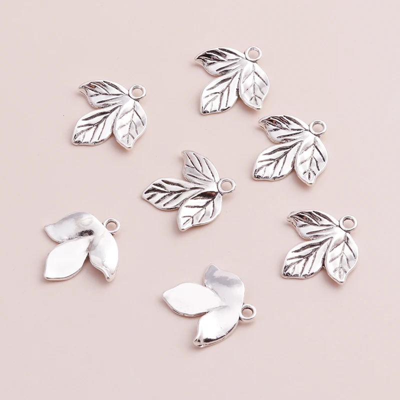 20pcs Vintage Three Leaf Pendants for DIY Bracelets
