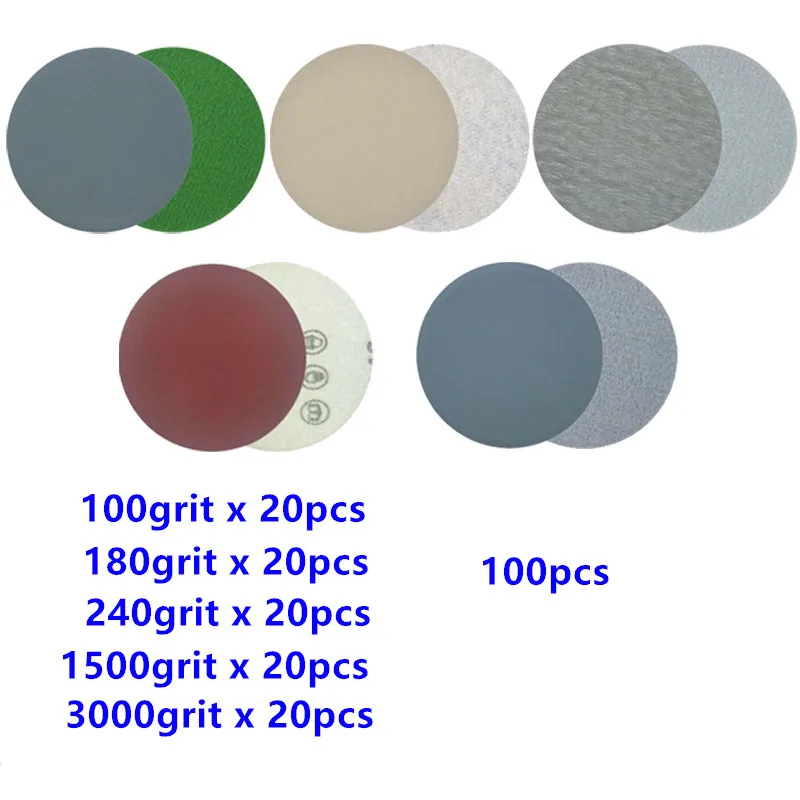 Papel de lija de 3 pulgadas y 75mm, disco seco y húmedo, hojas de arena abrasivas, disco de lijado de piezas, bucle de gancho para herramientas de limpieza y pulido, 50 Grit1000-7000