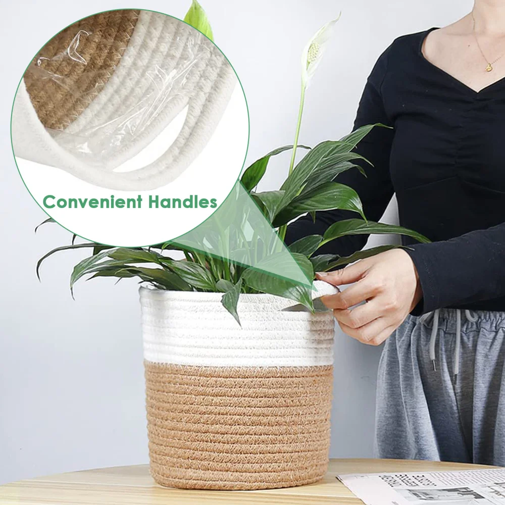 20cm Nordic Plant Pot Linen Flower Pots Woven Storage Basket Indoor Plants Flower Pot Plant Container Garden Home Decoration