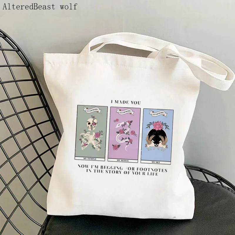 Women Shopper bag To observe Tarot Printed Kawaii Bag Harajuku Shopping Canvas Shopper Bag girl handbag Tote Shoulder Lady Bag