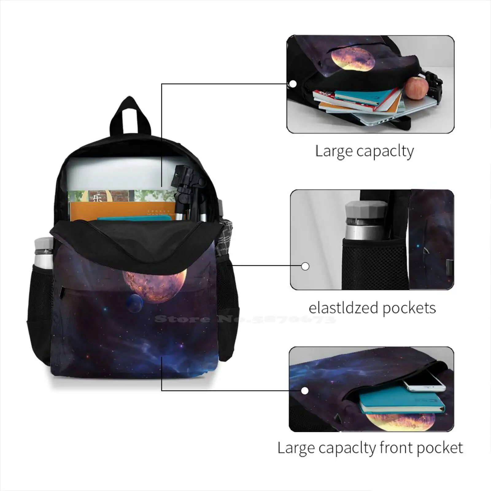 Mochilas escolares para adolescentes, Sacos de Viagem, Espaço Galáctico, Astronauta, Estrelas, Universo Perdido, Terra, Meninas, Laptop, Bolsas