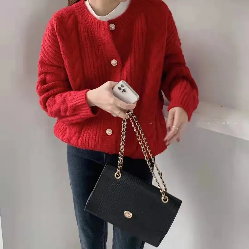 South Korea Version Of The Soft Twist Sweater Coat 2021 Autumn And Winter New Relaxed Soft Waxy Texture Knitted Cardigan