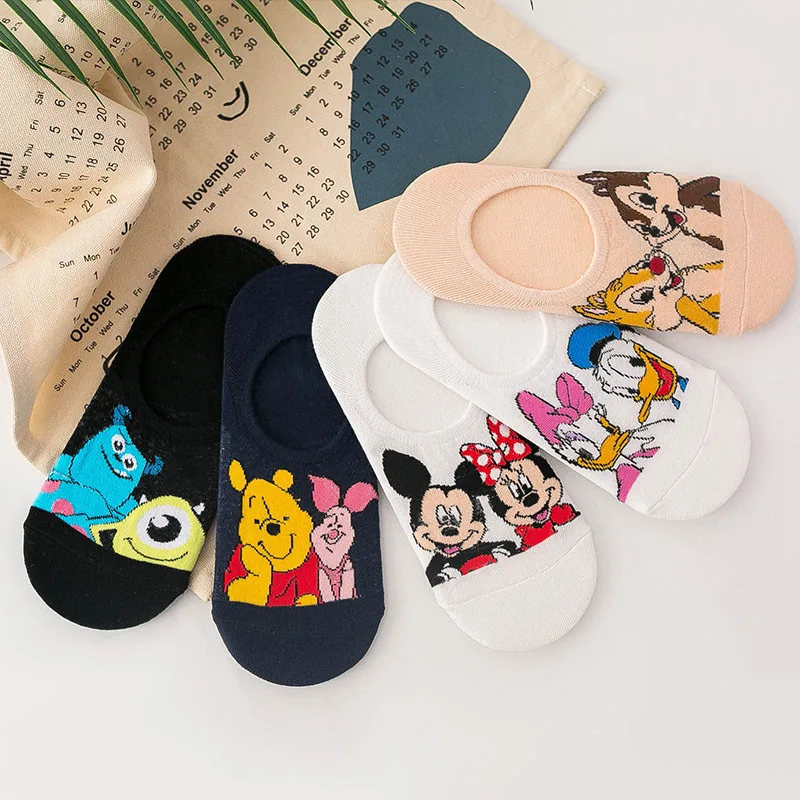 

Boat Socks spring and summer Mickey Minnie new cartoon Disney anime female invisible socks silicone non-slip casual socks